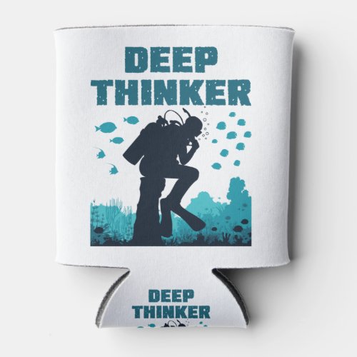 Funny Scuba Diving Diver Deep Thinker Rodin Can Cooler