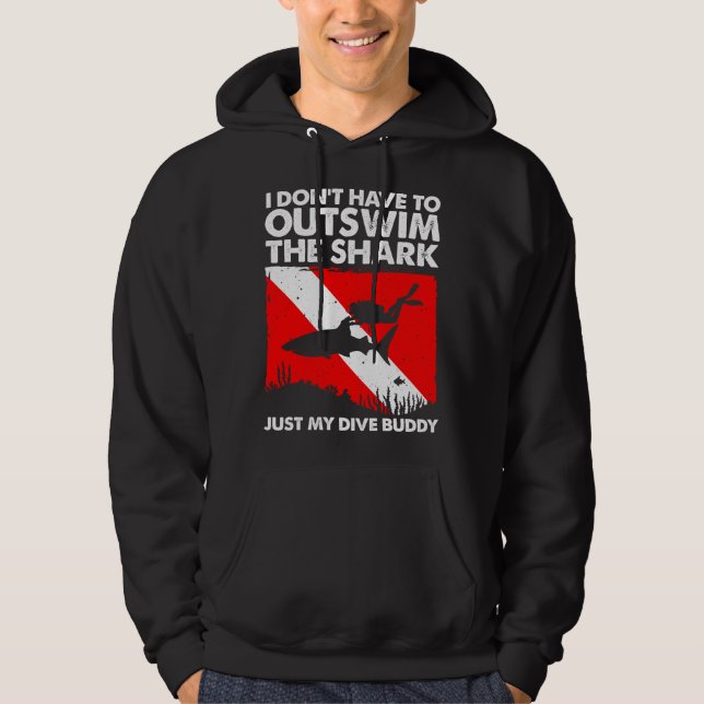 Funny Scuba Diving For Men Women Shark Diving Budd Hoodie (Front)