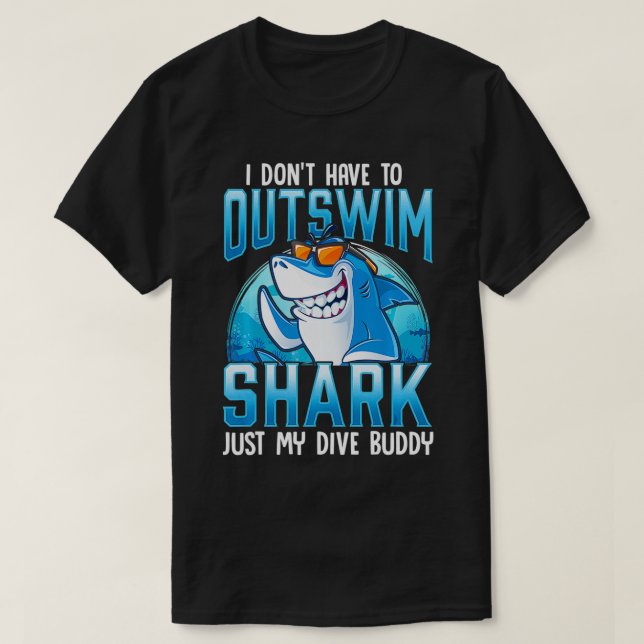 Funny Scuba Diving Shark Dive Buddy  T-Shirt (Design Front)