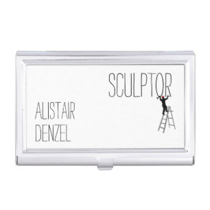 Funny sculptor man elegant customizable business card case