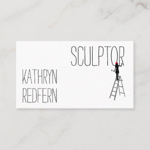 Funny sculptor woman customizable business card