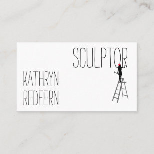 Funny sculptor woman customizable business card