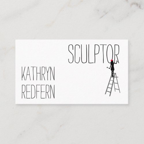 Funny sculptor woman customizable business card