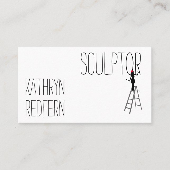 Funny sculptor woman customizable business card (Front)