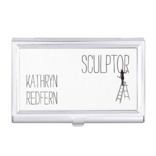 Funny sculptor woman elegant customizable business card case