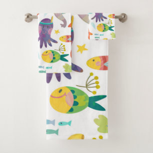 Funny Sea Animals Bath Towel Set