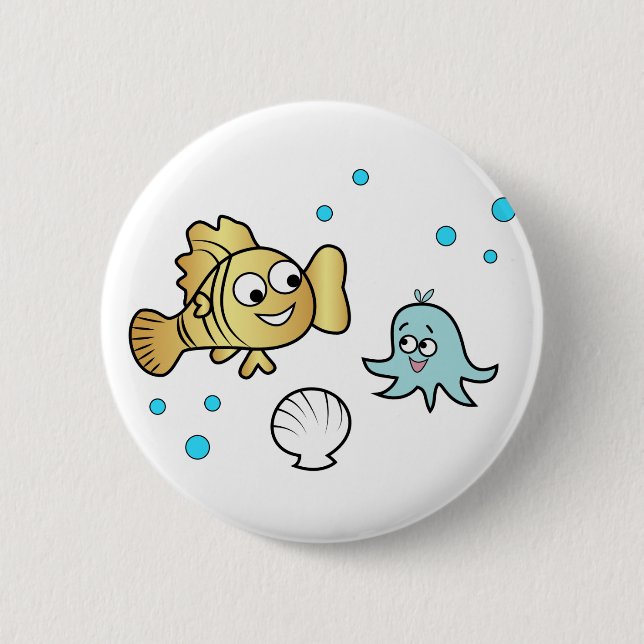 Funny sea animals pinback button (Front)