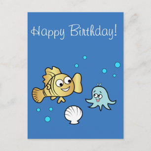 Funny sea animals postcard
