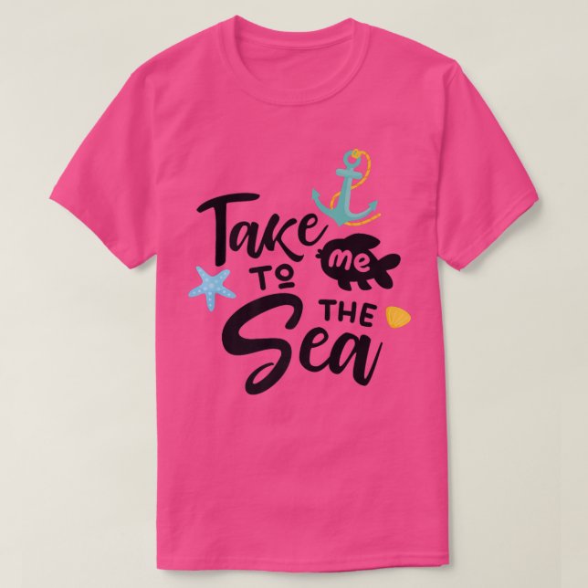 funny sea beach summer swimming fishing sun sand P T-Shirt (Design Front)