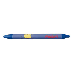 Funny sea bird circled by sharks cartoon pen