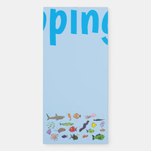 Funny sea creatures cartoon illustration pattern magnetic notepad