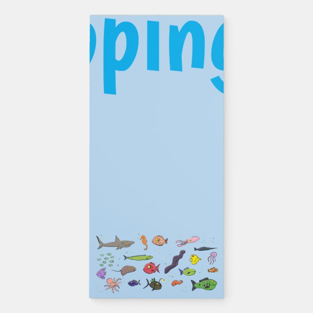 Funny sea creatures cartoon illustration pattern magnetic notepad (Front)