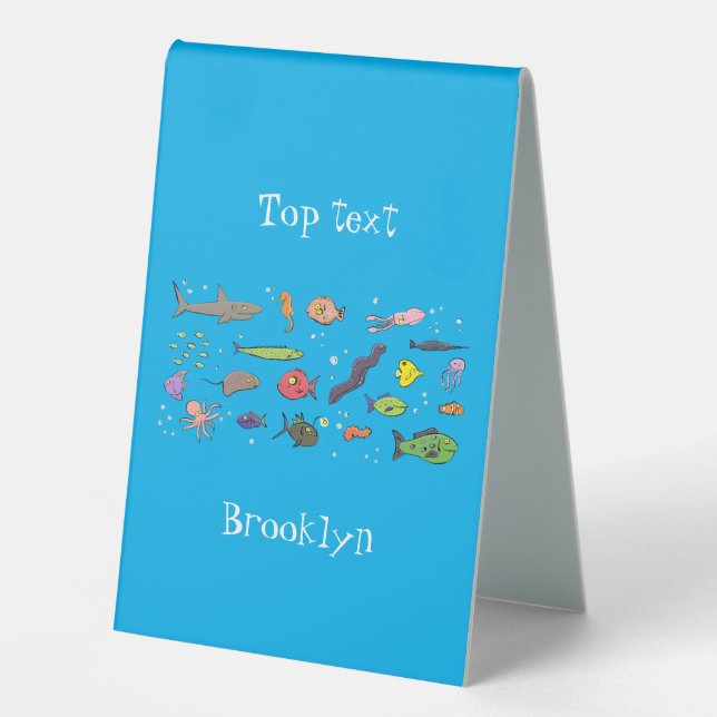 Funny sea creatures cartoon illustration pattern table tent (Front)