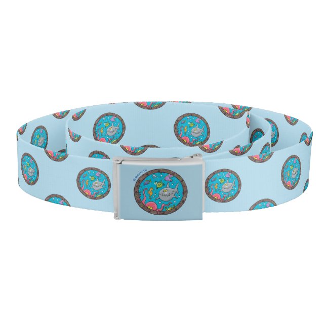 Funny sea creatures underwater cartoon drawing belt (Coil)