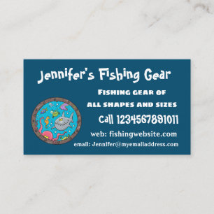 Funny sea creatures underwater cartoon drawing business card