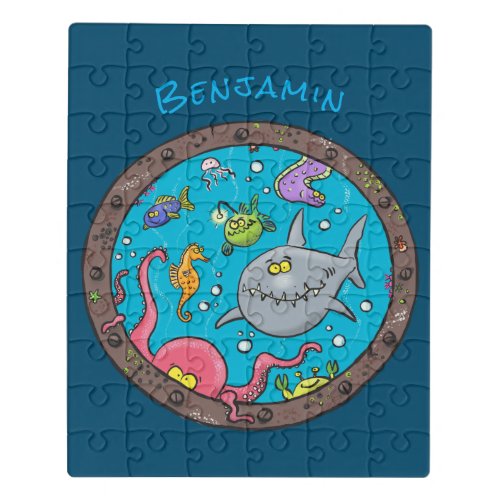 Funny sea creatures underwater cartoon drawing jigsaw puzzle