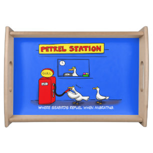 Funny sea gulls petrel cartoon humo serving tray
