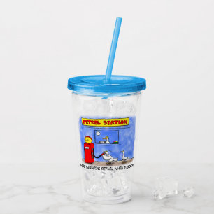 Funny sea gulls petrel cartoon humor acrylic tumbler