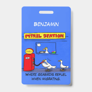 Funny sea gulls petrel cartoon humor badge
