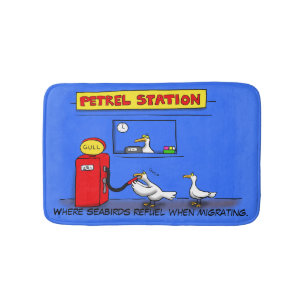 Funny sea gulls petrel cartoon humor bath mat