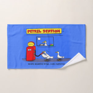 Funny sea gulls petrel cartoon humor bath towel set