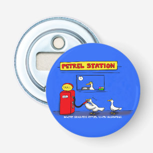 Funny sea gulls petrel cartoon humor bottle opener