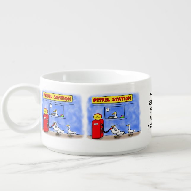 Funny sea gulls petrel cartoon humor bowl (Right)