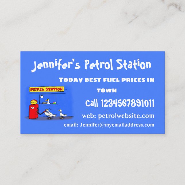 Funny sea gulls petrel cartoon humor business card (Front)