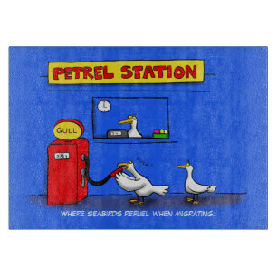 Funny sea gulls petrel cartoon humor cutting board