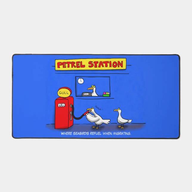 Funny sea gulls petrel cartoon humor desk mat (Front)