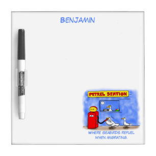 Funny sea gulls petrel cartoon humor dry erase board