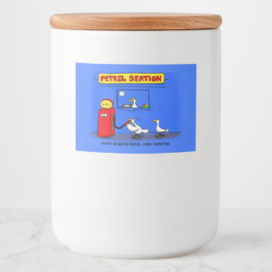 Funny sea gulls petrel cartoon humor food label