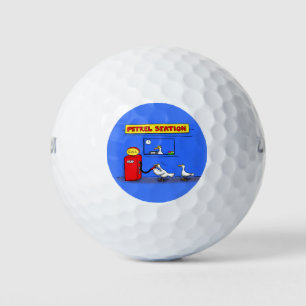 Funny sea gulls petrel cartoon humor golf balls