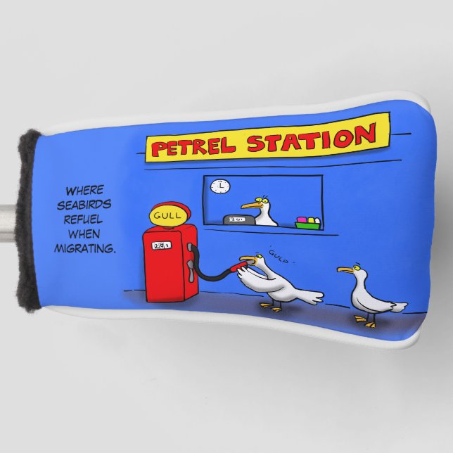 Funny sea gulls petrel cartoon humor golf head cover (Front)