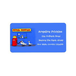 Funny sea gulls petrel cartoon humor label