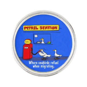 Funny sea gulls petrel cartoon humor  lapel pin
