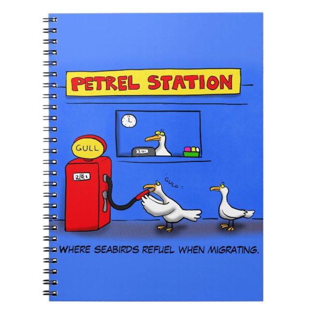 Funny sea gulls petrel cartoon humor notebook (Front)