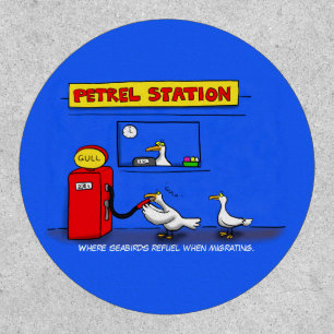 Funny sea gulls petrel cartoon humor patch