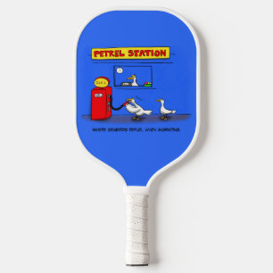Funny sea gulls petrel cartoon humor  pickleball paddle