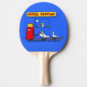 Funny sea gulls petrel cartoon humor ping pong paddle