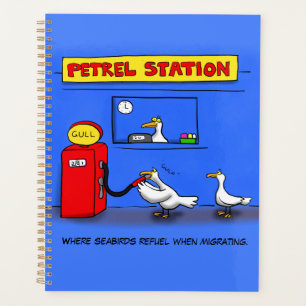 Funny sea gulls petrel cartoon humor planner