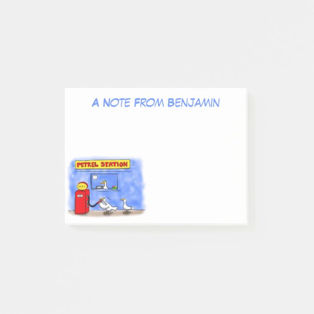 Funny sea gulls petrel cartoon humor post-it notes (Front)
