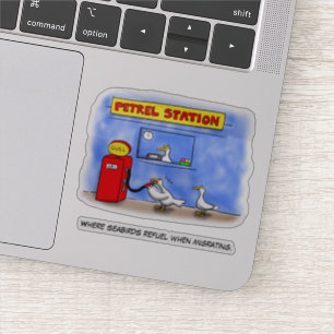 Funny sea gulls petrel cartoon humor sticker