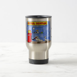 Funny sea gulls petrel cartoon humor travel mug