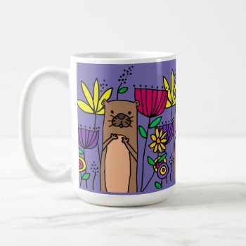Funny Sea Otter In A Flower Garden Nature Coffee Mug by inspirationrocks at Zazzle