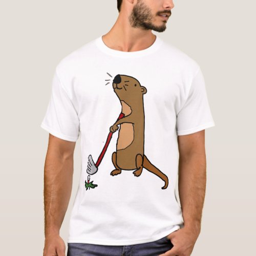 Funny Sea Otter Playing Golf T_Shirt