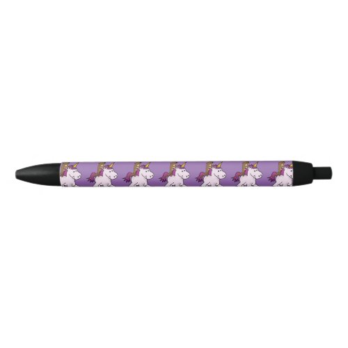 Funny Sea Otter Riding Unicorn Cartoon Black Ink Pen