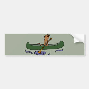 Funny Sea Otter Rowing in Canoe Bumper Sticker
