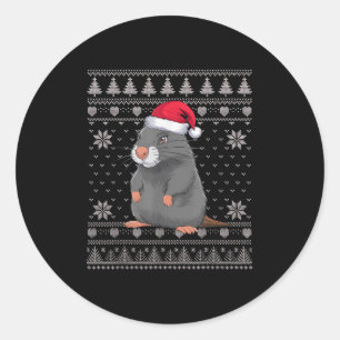 Funny Sea Otter Ugly Christmas Sweater Santa Xmas Classic Round Sticker