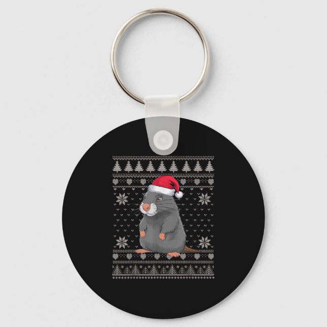 Funny Sea Otter Ugly Christmas Sweater Santa Xmas  Keychain (Front)